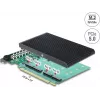 Delock PCI Express 5.0 x16 karte uz 4 x iekšējiem NVMe M.2 Key M ar radiatoru - Bifurkācija