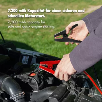 LogiLink PA0358 4-in-1 automašīnas palaidējbarošanas banka ar gaisa kompresoru, 7200 mAh, 200A starta strāva, LED lukturis