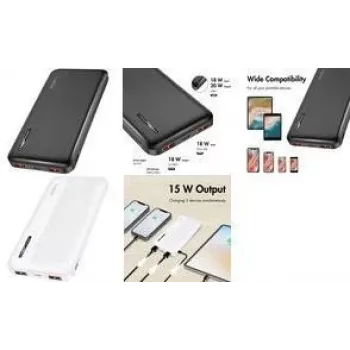 LogiLink PA0372W Power Bank 10000 mAh balts - 20W PD & QC 3.0, divi USB-A un USB-C