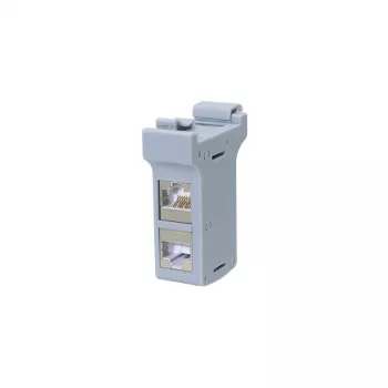 LogiLink DIN sliežu montāžas adapteris ar 2 Cat.6A ekranētiem iekšējiem savienotājiem, 10G, PoE++ (MP0079)