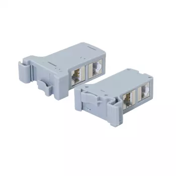 LogiLink DIN sliežu montāžas adapteris ar 2 Cat.6A ekranētiem iekšējiem savienotājiem, 10G, PoE++ (MP0079)