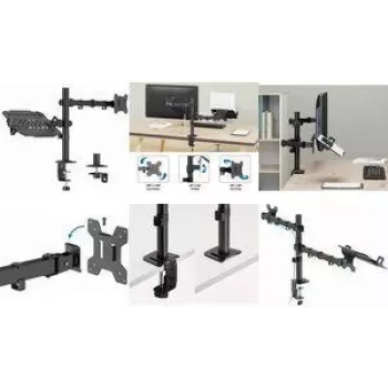 LogiLink BP0220 Monitor un klēpjdatora galda stiprinājums, 17-32 collas, 10kg monitors, 9kg klēpjdators, melns