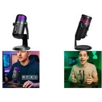 LogiLink HS0058 USB kondensatora mikrofons ar RGB apgaismojumu, 192kHz, melns