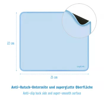 LogiLink Mouse Pad 220 x 250 mm Blue - Tekstila virsma, neslīdoša gumijas pamatne