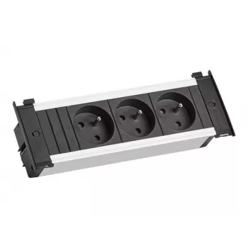 Bachmann Kapsa S galda integrācijas pagarinātājs - 3 Type E kontaktligzdas, 0.2m kabelis, melns/sudrabs