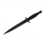HT INSTRUMENTS H&T Commando Dagger nazis 02HY002 - 420 nerūsējošais tērauds, fiksēts asmens, melns pārklājums, ādas maksts