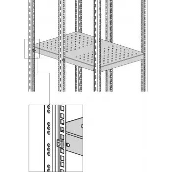 EFB Elektronik Heavy-Duty fiksētais plaukts 6U sānu montāžai 200 kg gaiši pelēks RAL 7035