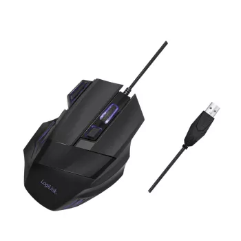 LogiLink ergonomiska optiskā pele 7 pogas USB vadu vertikāla labročiem melna