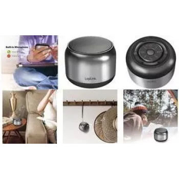 LogiLink SP0063H Bluetooth 5.1 TWS portatīvais skaļrunis, tumši pelēks/melns, brīvroku režīms, 10 m darbības rādiuss