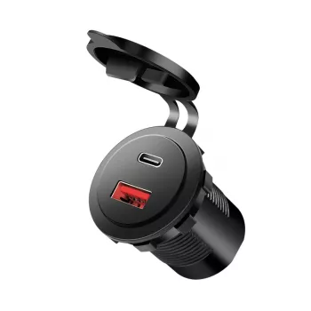 LogiLink PA0330 iebūvējams automašīnas USB lādētājs, USB-A + USB-C, 60 W, Power Delivery, melns