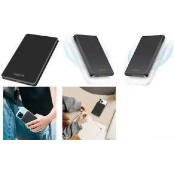 LogiLink PA0352 magnētiskais bezvadu power bank 5000 mAh 20W PD USB-C melns