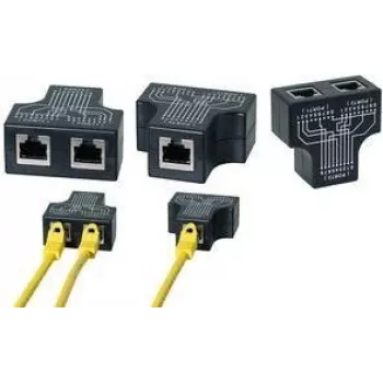 LogiLink RJ45 Portu Sadalītājs, T-adapteris, 1x RJ45 ligzda uz 2x RJ45 ligzdām, 10/100 BaseT, melns (MP0137)