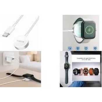 LogiLink PA0379 Induktīvais lādēšanas kabelis Apple Watch, balts, 1 m