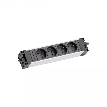 Bachmann STEP ALU 6x UTE GST18 France – 6 kontaktligzdu alumīnija pagarinātājs ar GST18 ieeju, 230V/16A, 3680W, sudrabs/melns