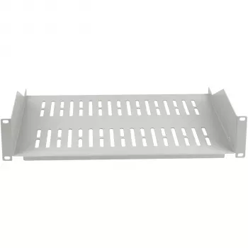 EFB ELEKTRONIK 19 inch 2U fiksētais plaukts, 400 mm dziļums, 22 kg slodze, gaiši pelēks RAL 7035