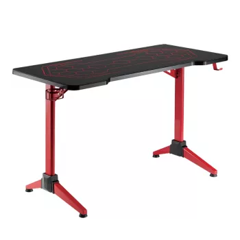 LogiLink spēļu galds 120x60 cm, rūdīta stikla virsma ar RGB apgaismojumu, sarkans rāmis