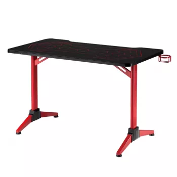 LogiLink spēļu galds 120x60 cm, rūdīta stikla virsma ar RGB apgaismojumu, sarkans rāmis