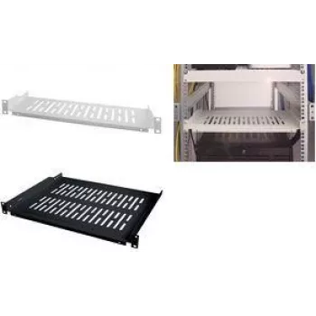 LogiLink 19 collu fiksēts plaukts 1U, 300 mm dziļš, melns RAL 9005, tērauds, max 15 kg