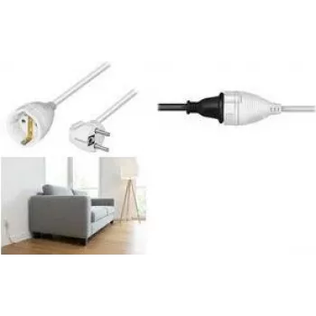 LogiLink LPS105 pagarinātājs, CEE 7/7 leņķa spraudnis uz CEE 7/3 kontaktligzdu, 2 m, balts