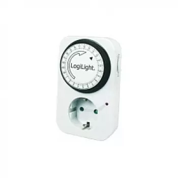 LogiLink mehāniskais taimera slēdzis ET0001, ikdienas programmējams, 16A/3680W, 230V, F tipa Schuko, balts