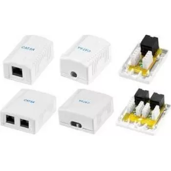 LogiLink Cat.6A virsmas montāžas kārba, 2x RJ45, balta (līdzīga RAL 9003), Class EA, ekranēta, 10G, 500MHz, LSA, ISO/IEC 11801