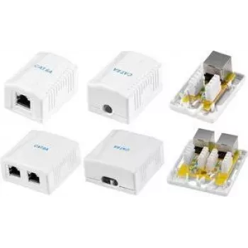 LogiLink Cat.6A ekranēta virsmas montāžas kārba, 1x RJ45, balta RAL 9003, 10G, bez instrumentiem, PoE++