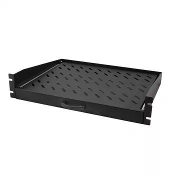 LogiLink 19 collu izvelkamais plaukts 2U, 350 mm dziļš, 30 kg slodze, melns