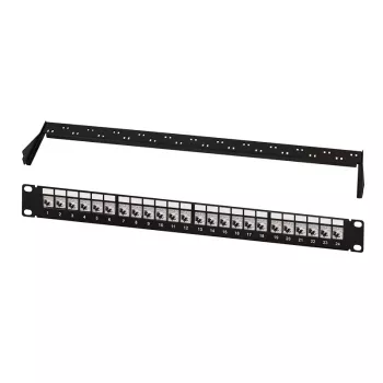 LogiLink Modular 24-Port Cat.6A Keystone Patch Panel, 19 collu/1U, Melns, EconLine