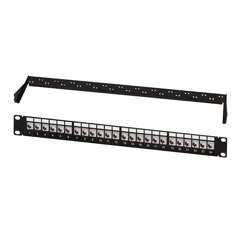 LogiLink Modular 24-Port Cat.6A Keystone Patch Panel, 19 collu/1U, Melns, EconLine