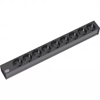 Bachmann 19 inch strāvas sadalītājs 9x CEE 7/3 Schuko melns H05VV-F 3G1.5mm² GST18 spraudnis 0.2m