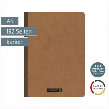 Brunnen FACT!plus A5 kvadrātlīniju piezīmju bloks, 96 lapas, brūns