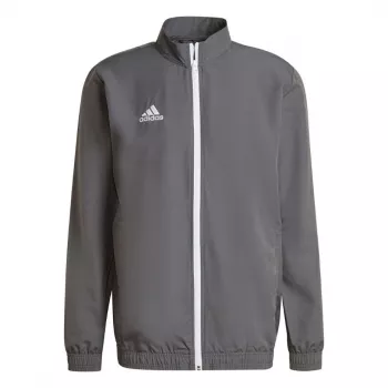 adidas Entrada 22 Prezentācijas jaka vīriešiem, pelēka, pilna rāvējslēdzēja, no pārstrādāta poliestera, futbola treniņiem