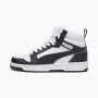 Puma Rebound V6 Mid bērnu kedas balti melnas 393831 01 38. izmērs
