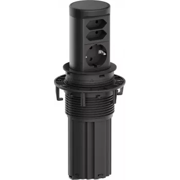 Bachmann ELEVATOR2 galda iebūvējamais kontaktligzdu modulis ar 1x Schuko un 2x Europlug, melns, 0,5 m