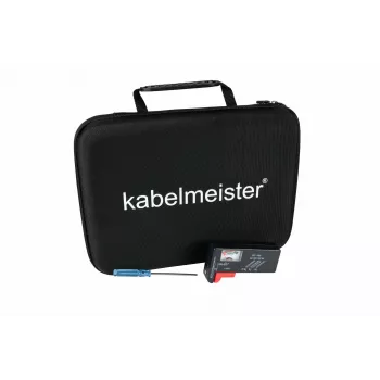 Kabelmeister bateriju uzglabāšanas kaste ar iebūvētu testeri AA, AAA, C, D, 9V un monētu baterijām - Melna