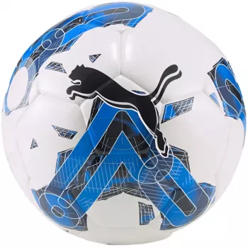 PUMA Orbita 5 Hybrid Futbola Bumba 4. izmērs Balta Zila Glimmer Puma Black