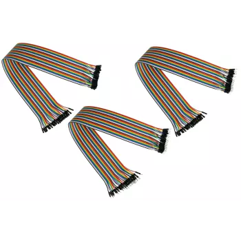Kabelmeister 40-Pin Jumper Wire komplekts, 3 lentes (tēviņš-tēviņš, mātīte-mātīte, tēviņš-mātīte), 20 cm, 24 AWG, varavīksnes krāsās, Arduino, Raspberry Pi, maizes dēlim