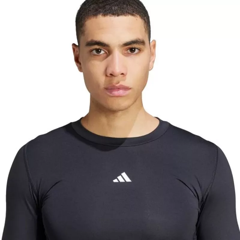 adidas Techfit garās piedurknes treniņu krekls vīriešiem, melns, L izmērs