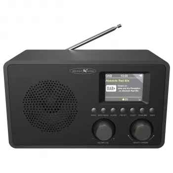Reflexion HRA1824DAB+ DAB+ un FM radio modinātājpulkstenis ar Bluetooth, dubulto modinātāju, koka korpusu - Melns
