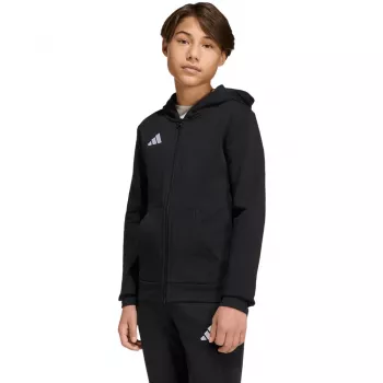 adidas Entrada 26 Full Zip bērnu sporta jaka ar kapuci, melna, 140cm