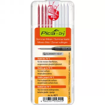 Pica DRY Minen-Set SUMMER HEAT – 12 rezerves minas (4x sarkana, 4x balta, 4x zaļa) Pica-Dry Longlife automātiskajam zīmulim, 2.8 mm