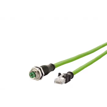 METZ CONNECT 142M2X25100 industriālais Ethernet kabelis - 10 m Cat 6a S/FTP, M12 X-kodēts spraudnis uz RJ45 vīrišķo, bez halogēna, zaļš