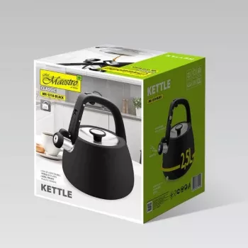 MEO Maestro Tējkanna Plīts 2,5L Matēti Melna Nerūsējošā Tērauda ar Svilpi MR-1318-BLACK