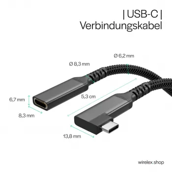 ShiverPeaks USB-C pagarinātājs USB-C/C 3.2 PD 90° - kabelis - digitālais/datu