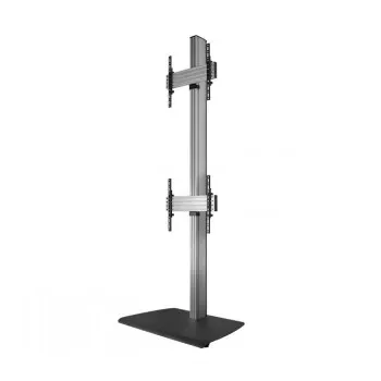 B-TECH AV SYSTEM X - Universāls dubultā ekrāna grīdas statīvs (VESA 600 x 400) - 2,4 m, melns