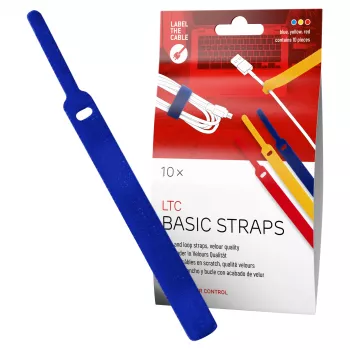 LABEL THE CABLE LTC BASIC STRAPS Hook un Loop kabeļu saites, 17 cm, 10 gab., daudzkrāsainas (zila, dzeltena, sarkana)