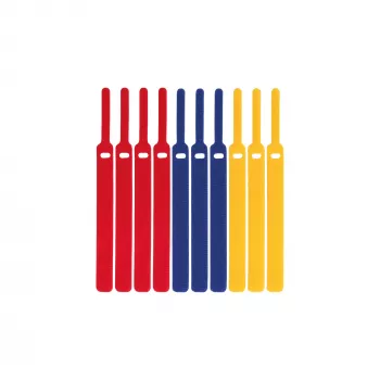 LABEL THE CABLE LTC BASIC STRAPS Hook un Loop kabeļu saites, 17 cm, 10 gab., daudzkrāsainas (zila, dzeltena, sarkana)