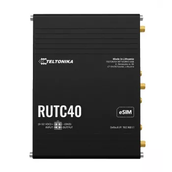 Teltonika Networks RUTC40 industriālais 4G LTE Cat 6 divjoslu Wi-Fi 5 Gigabit maršrutētājs ar Dual SIM, GNSS, UK barošanas bloku