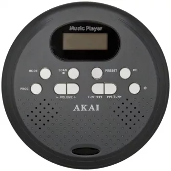 AKAI ACDP-200 PLUS portatīvais CD atskaņotājs ar 40s Anti-Skip, DBBS, USB barošanu, melns