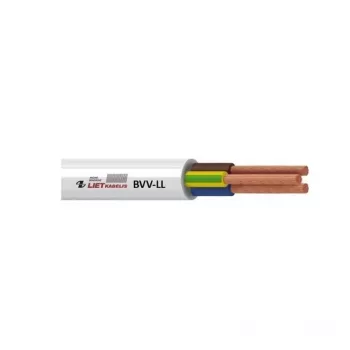 BVV-LL 2x1 mm² balts PVC izolēts elektriskais kabelis, 50 m spole